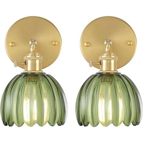 Applique murale rétro 2PCS – Lampe vintage en verre – Angle réglable 180° – Dimensions 12cm x 16cm – Pour salle de bain et intérieur – (1/5)