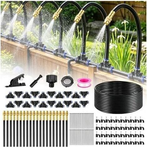 Arrosage Automatique pour Jardin de 20M, Système d’ à 360°, Kit d’Irrigation avec 20 Buses Réglables Jardins,Serres,Plantes Balcon,Aménagement Paysager,Pelouse - (1/5)