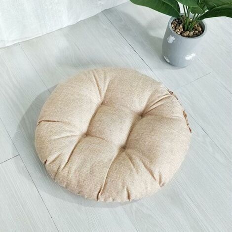 Lin-Rond Coussin de Siège, Coton Lin Tatami Coussin de Sol, Coussin de Chaise épais Moux pour Chaise de Bureau, Coussin de Chaise épaissi Confortable pour Cuisine, Chambre, Sofa, Voiture (4040cm) (1/3)