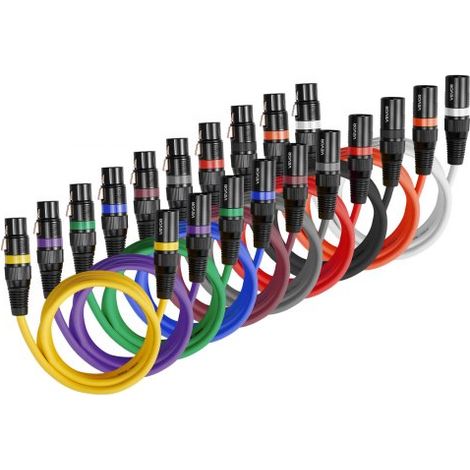 Cable XLR 2 m, con Conector Macho a Hembra Balanceado para Micrófono y Altavoz DMX, 3 Pines Chapado en Oro para Iluminación de Escenario, Micrófonos, Amplificadores y Mezcladores, 10 uds (1/5)