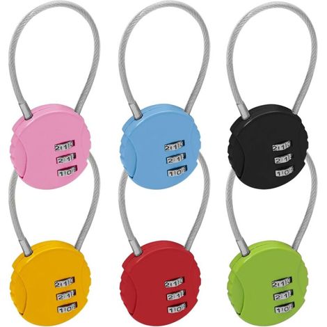 Lot de 6 cadenas à combinaison à 3 chiffres - Cadenas étanche pour l'extérieur - Mini cadenas à combinaison pour bagages, casiers scolaires, sacs à dos, boîtes à outils et rangement - 6 couleurs (1/5)
