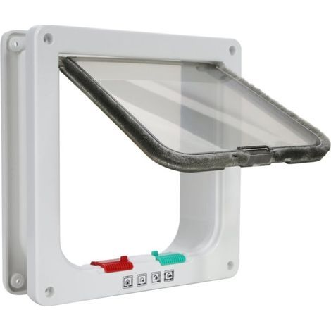 Chatière pour Chat,Magnétique Verrouillable 4 Modes pour Animaux Domestiques Chatons et Chatons Medium Blanc (1/5)