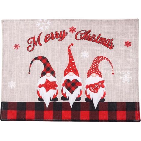 Placemat - Lin - 44 x 33 cm - Motif Tartan Rustique - Usage Intérieur Extérieur - Pour Décoration Festive Noël Nouvel An - 1 Pièce (1/4)
