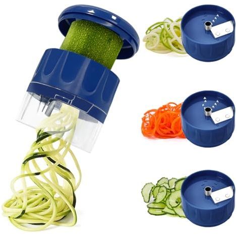 Gemüsespiralschneider, Zucchini-Spaghetti, manuelles Gerät, BPA-frei, spülmaschinenfest, 3-in-1-Nudelmaschine für Zucchini und Gurken (1/5)