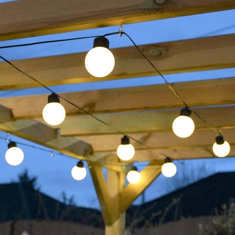 Frosted LED Outdoor Festoon Fairy Lights Warm White 4.5m Battery Operated Timer Garden Party Indoor Bedroom