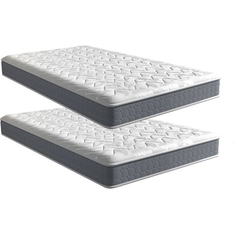 Hobag – Lot de 2 matelas mémoire de forme 90x190cm – Épaisseur 17 cm – 7 zones de confort – Soutien ergonomique – Haute densité
