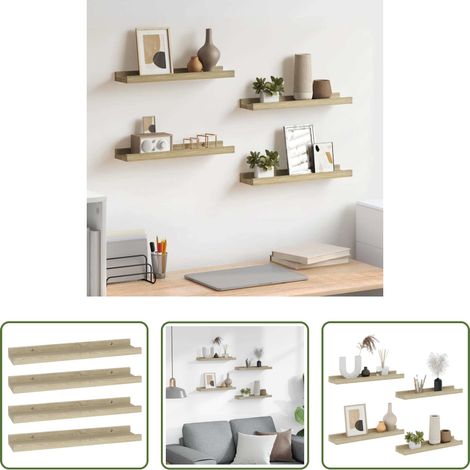 Wandregale -  Wandregale 4 Stk. Sonoma-Eiche 40x9x3 cm (1/5)