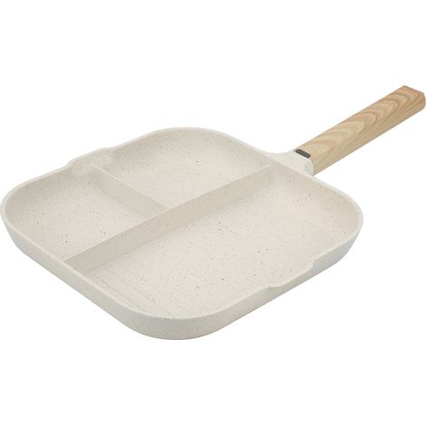 Padella 3 in 1 in lega di alluminio, antiaderente, multifunzionale, ideale anche per cuocere le uova a colazione. (1/5)