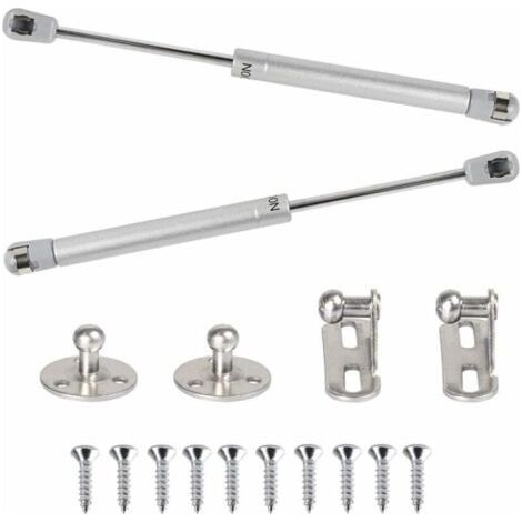 Set of 2 hydraulic gas struts 100 N, pneumatic arm for lifting gas dampers, 90-degree cabinet door hinges with screws to facilitate the opening of furniture cabinets (1/5)