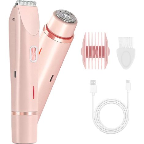 Rasoir intime pour femme, 2 en 1, électrique, étanche, pour utilisation sèche et humide, zone intime, bikini pour partie privée, visage, aisselles, jambes (1/5)