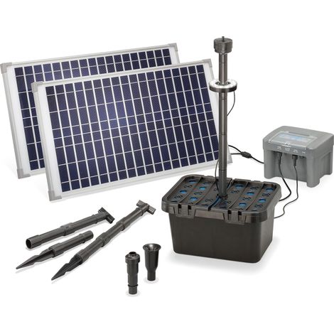 Solar Teichfilter Set 50/1300 + Akku LED Solarpumpe Filter Gartenteich 101063 (1/5)