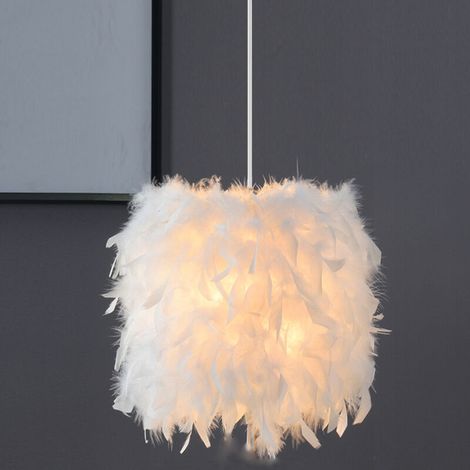 – Suspension en plumes blanche 23cm – Lustre E27 40W – Luminaire léger pour chambre d'enfant – Installation facile (1/5)