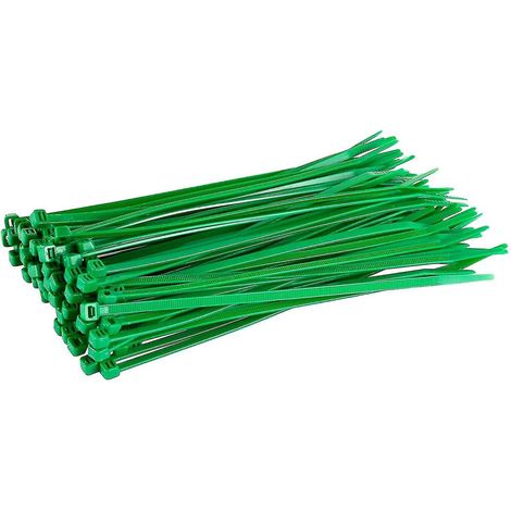 Lange, robuste silberne Kabelbinder, 370 mm x 4,8 mm, 100er-Packung, aus hochwertigem Nylon, 200 mm x 2,5 mm Reißverschluss, grün