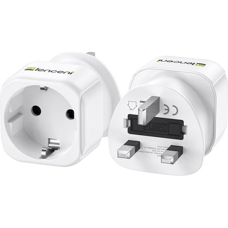 Adaptateur Prise Anglaise, Prise UK Type G Adaptateur de Voyage France vers Royaume-Uni, Angleterre, Irlande, Écosse, Malte, Dubaï, Maldives, Bretagne, 2 Pièces (1/5)