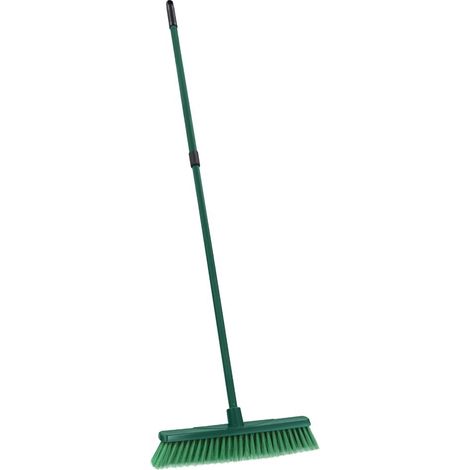 Outdoor Soft Bristle Broom with Telescopic Handle, Green (1/4)