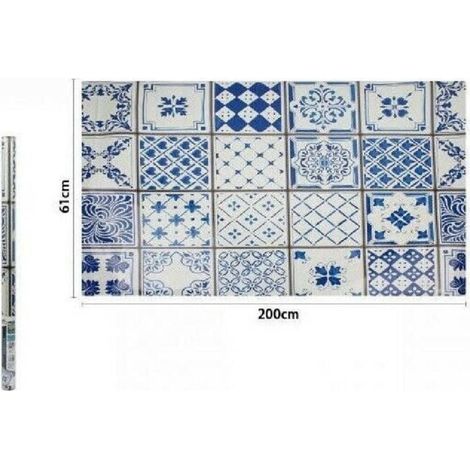 YMYNY Rouleau de papier peint adhésif 61 cm x 2 m Bleu Majolique 70856 -
