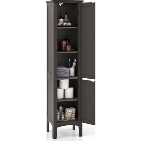Bathroom Cabinet with 5 Shelves, Louvered Doors, Anti-Tip (1/5)
