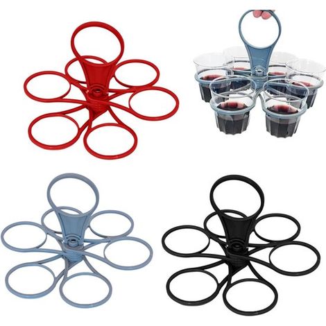 Portavasos, 3 piezas, Giratorio y plegable, Capacidad para 6 vasos, Ideal para café, té, cerveza y otras bebidas, Colores: negro, gris y rojo (1/5)