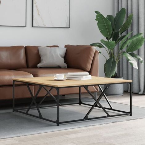 Table Basse Carrée 100x100 cm, Hauteur 40 cm, Chêne Sonoma, Bois d'Ingénierie (1/5)