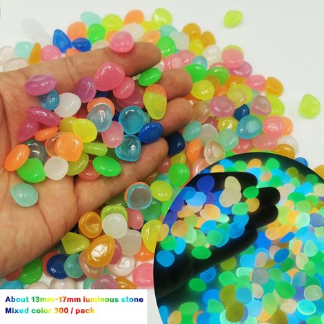 Pebbles Luminous - Glow In The Dark Garden Stones - For Aquariums Pathways Pots Decor - 300 Pieces (1/5)
