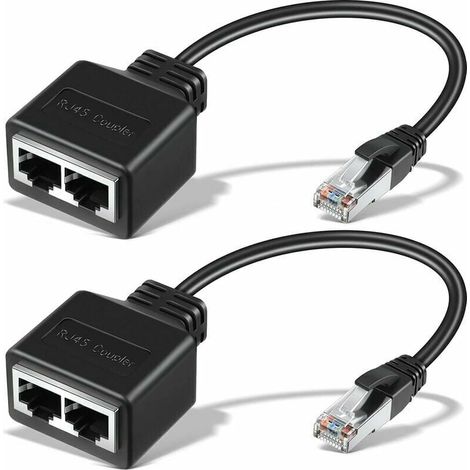 Adaptateur Ethernet RJ45 - Extension Répartiteur Réseau - Compatible Cat5 Cat5e Cat6 Cat7 - 2 Pièces (1/5)