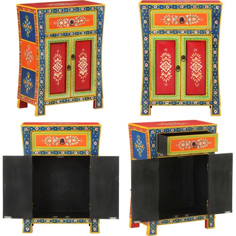 Buffet peint à la main 54x30x74 cm bois massif de manguier - Buffet - Commode - Rangement - Mobilier - Bois Massif - Home & Living (1/5)