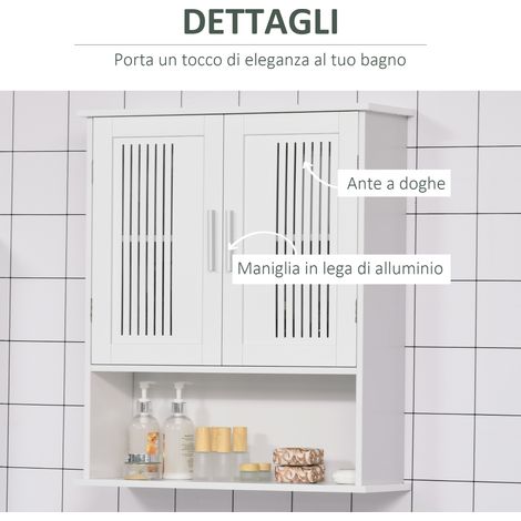 Armoire murale gain de place salle de bain 60x20x70 cm blanc avec étagère et rangement