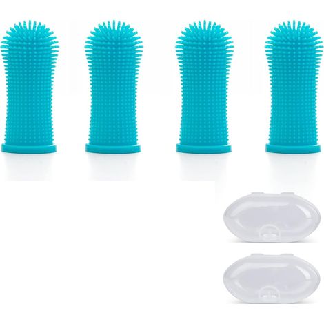 Bross à Doigts pour Chien et Chat en Silicone Souple pour Animaux de Compagnie Nettoyage de Dents Lot de 4 (1/5)