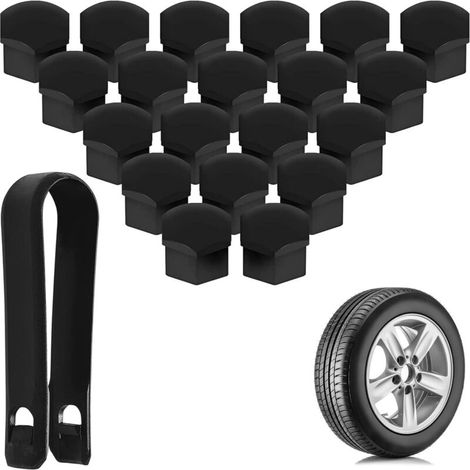 Lot de 20 cache-écrous de roue de 17 mm, antivol, protection pour pneus de voiture, avec outil de démontage (1/5)
