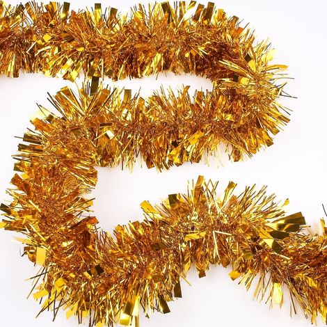 8M Guirlande de Guirlandes de Noël, Couleur Doré Clinquant Métallique Grosse Guirlande Scintillante Guirlande épaisse et Brillante pour Décoration de l'arbre de Noël (1/5)