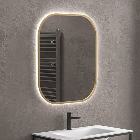 Specchio bagno led retroilluminato 60x70 cm cornice oro  KAM-S6700G kamalu