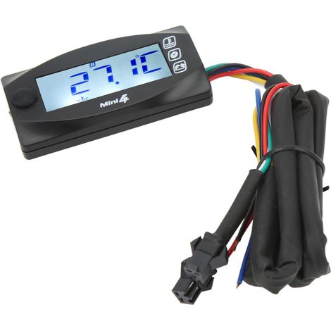 Compteur numérique LCD Moto 12V Voltmètre Thermomètre Affichage Heure Capteur M12x1.5 Indicateur Digital (1/5)