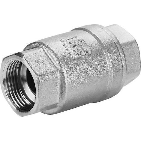 Clapet anti-retour vertical, filetage femelle 3/4", clapet anti-retour en ligne à ressort, acier inoxydable WOG (1/4)