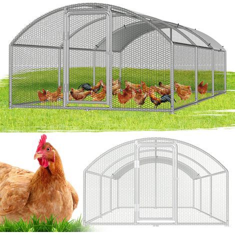 Jiubiaz Hühnerstall Hühnerhaus 3x6x2m Bogenaufsatz Kleintierstall Freilaufgehege Kleintiergehege Voliere Freigehege Hühnerkäfig Geflügelstall Verzinkter Stahl
