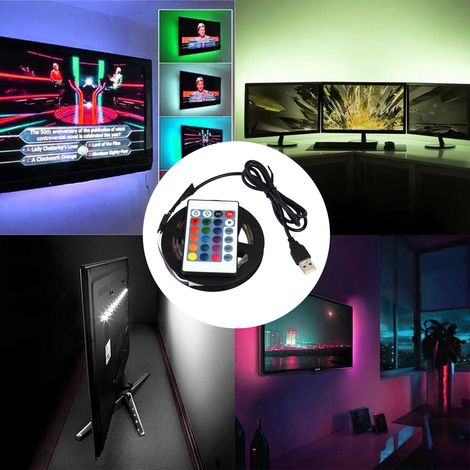 2 m langer, flexibler LED-Streifen mit 60 LEDs (5050 RGB, USB, 5 V), wasserdicht, für Fernseher, Inneneinrichtung und Hintergrundbeleuchtung (1/5)