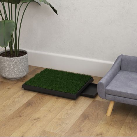 Toilette pour chien 63x51x6 cm en plastique vert, tiroir amovible pour appartement – MEUBLIV (1/5)