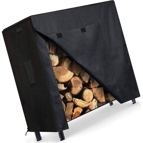 FENOPLASTICARangement pour bûches de chauffage, râtelier à bûches extérieur de 1,22 m avec couvercle, barreaux épais et élargis, support à bûches robuste, facile à monter, 122 x 61 x 107 cm (1/5)