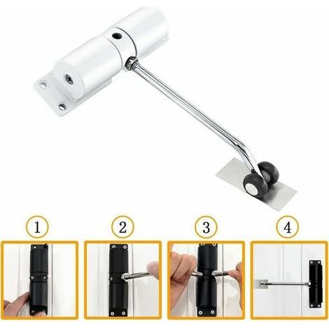 Automatic door closer, outdoor door closer, stainless steel spring door closer, for automatically closing various doors (white) (1/5)