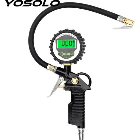 Manomètre de pression des pneus de voiture avec écran LCD numérique, rétroéclairage LED, testeur de véhicule et contrôle de la pression. (1/5)