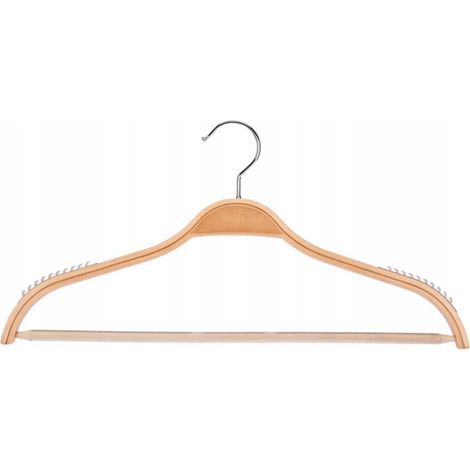Appendiabiti in legno antiscivolo con barra trasversale per pantaloni (1/4)