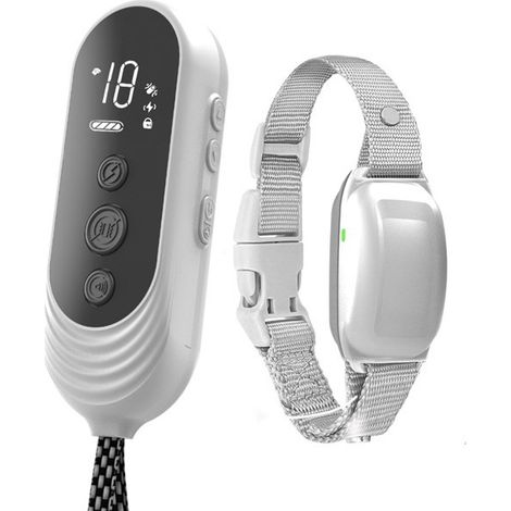 Collier de dressage pour chien à impulsion électrique télécommandé, dispositif anti-aboiement portable, auto-rechargeable et étanche.