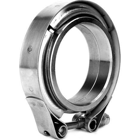 2,5-Zoll-Turbo-Abgaskrümmer aus Edelstahl, Flanschsatz mit V-Band-Klemme, 2-teilig, Hochleistungs-Rohrverschraubung (1/5)
