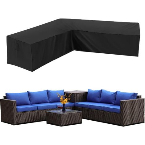 Housse Canapé d'angle Jardin Imperméable 210D Oxford Anti-Poussière Housse pour Meubles de Jardin Forme en L Couverture canapé de Coin (30030098cm).. (1/5)