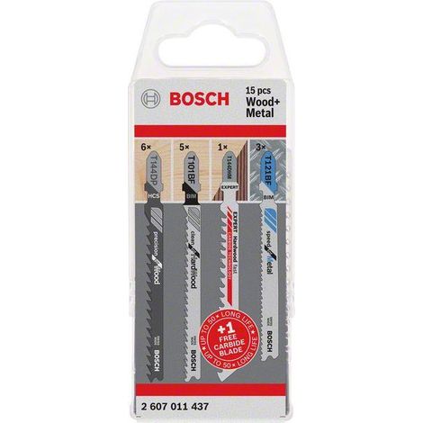 Set di 15 Lame per seghetto alternativo per legno e metallo BOSCH (2 607 011 437)