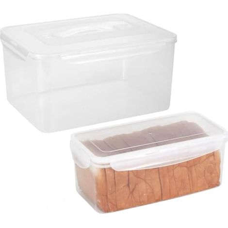 Boîte à pain, 2 boîtes à pain hermétiques pour comptoir de cuisine, rangement du pain pour pain fait maison, récipients à pain pour pain au levain, gâteau, biscuits, pâte, support à pain en (1/5)