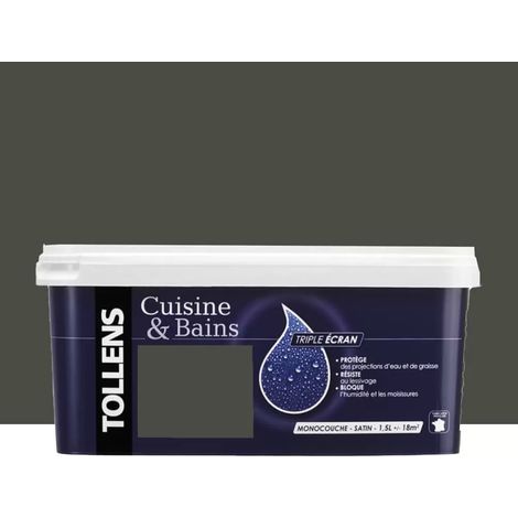 Peinture acrylique TOLLENS 'Cuisine & Bains Triple Ecran' Bois brûlé 1,5 L (1/2)