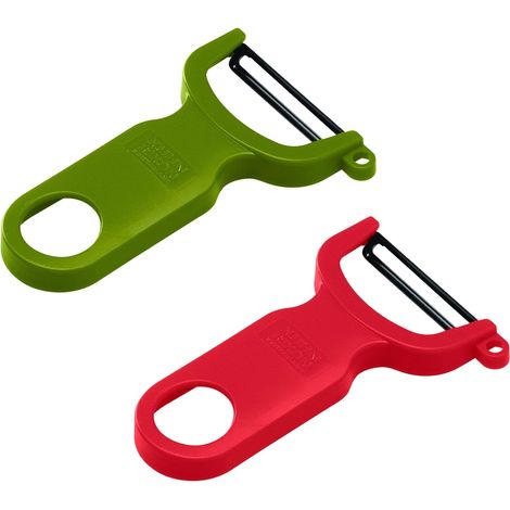 Kuhn Rikon Sbucciapatate (set da 2) con lama in acciaio. Pelapatate per verdure, pelapatate per cucina, pelapatate a velocità leggera, pelapatate per mele, pelapatate per mele, garanzia di 3 anni di (1/5)