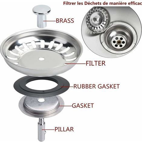 Filtre évier Cuisine,Bouchon d evier,Couvercle de filtre évier cuisine,Filtre à évier en acier inoxydable,Bouchon evier inox,Diamètre de 80 mm (A,1pcs) FOREHILL (1/4)
