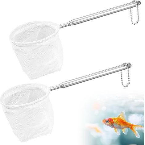 Set mit 2 Netzen, feinmaschiges Netz, Edelstahlgriff, 40 cm ausziehbar, Nano-Aquarium (1/5)