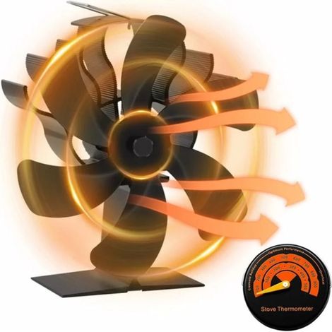 Ventilatore per stufa, Ventilatore per stufa a 6 pale con termometro, Ventilatore per stufa a legna, Ventilatore per stufa ad alimentazione termica, Ventilatore per stufa, Ventilatore per camino, Stuf (1/5)